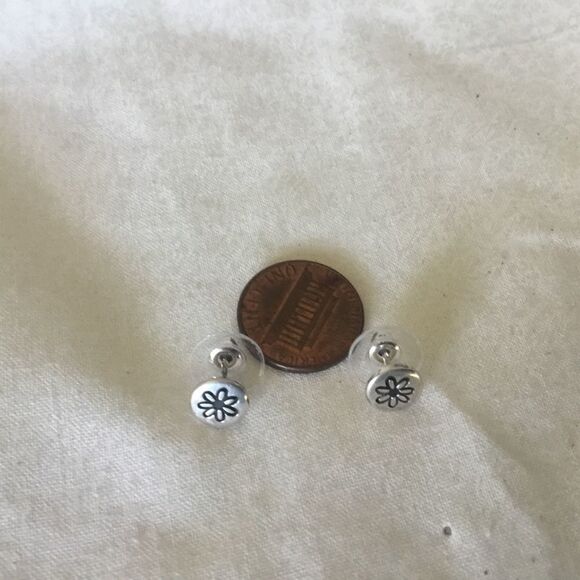 Sterling Silver Daisy Button Earrings - Picture 5 of 12